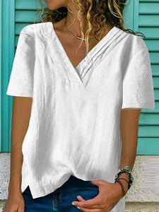 V Neck  Loose Fitting  Plain Blouses