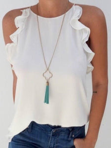 Casual Off-The-Shoulder Flounce T-Shirt