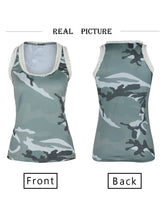 Load image into Gallery viewer, Scoop Neck Lace Decoration Camouflage Camis