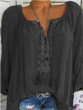 Load image into Gallery viewer, Autumn Spring Summer  Polyester  Women  V-Neck  Decorative Lace  Plain  Long Sleeve Blouses