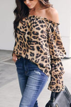 Load image into Gallery viewer, Leopard Printed Off Shoulder Flare Long Sleeve Sexy Blouses