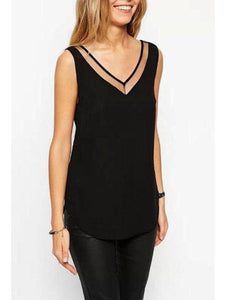 V Neck  Asymmetric Hem  Plain Vests