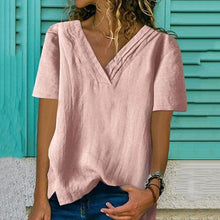 Load image into Gallery viewer, V Neck  Loose Fitting  Plain Blouses