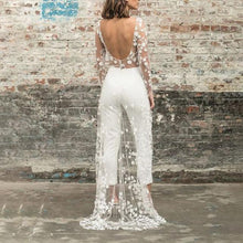 Load image into Gallery viewer, Perspective Lace Front Short Long White Maxi Evening Dress