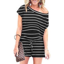 Load image into Gallery viewer, Maternity One Shoulder Stripe Jumpsuit