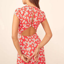 Load image into Gallery viewer, Printed Vintage Split Backless Short Sleeve Dress