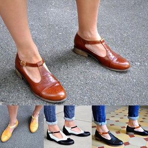 Retro Comfortable Thick Heel Casual Flats