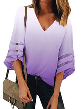 Load image into Gallery viewer, V Neck Mesh Casual Shirts