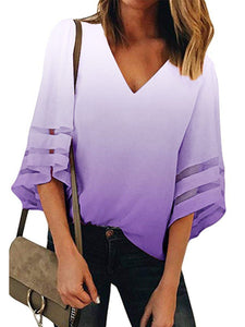 V Neck Mesh Casual Shirts