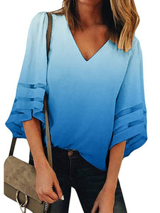 V Neck Mesh Casual Shirts