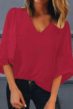 Load image into Gallery viewer, V Neck  Patchwork  Plain Blouses