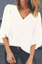 Load image into Gallery viewer, V Neck  Patchwork  Plain Blouses