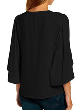 Load image into Gallery viewer, V Neck  Patchwork  Plain Blouses