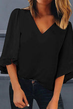 Load image into Gallery viewer, V Neck  Patchwork  Plain Blouses