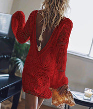 Load image into Gallery viewer, Elegant V Neck Long Sleeve Lace Dress