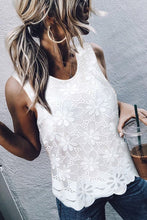 Load image into Gallery viewer, Elegant Round Neck Sleeveless Lace Splicing Chiffon Top Shirt