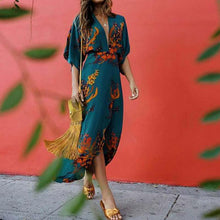 Load image into Gallery viewer, Boho Casual Printed Colour Split V Neck Dress