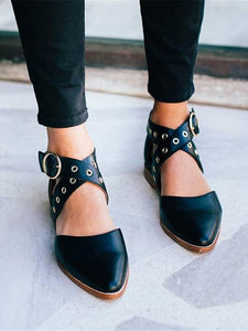 Women's Casual Cross Buckle   Point Flat Shoes