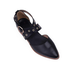 Women's Casual Cross Buckle   Point Flat Shoes