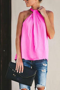 Halter  Plain  Casual Camis Shirt