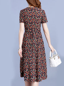 V Neck  Floral Printed Maxi Dress