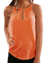 Load image into Gallery viewer, Round Neck  Cutout  Plain Sleeveless T-Shirts