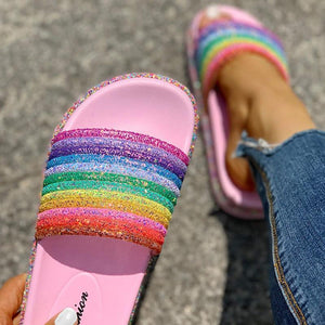 Rainbow Thick-Soled Slippers Casual Fashion Slippers