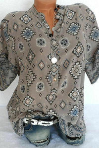 Loose Geometric Printed Fitting Blouses