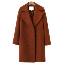 Load image into Gallery viewer, Women&#39;s Lapel Double-Breasted Medium Woolen Coat