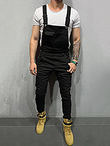 Men's Fashion Pure Colour Denim Overalls