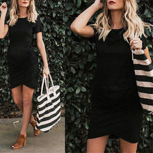 Load image into Gallery viewer, Maternity Round Neck Short Sleeve Pleated Bodycon Dress