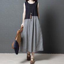 Load image into Gallery viewer, Casual Check Round Neck Sleeveless Splicing Dress