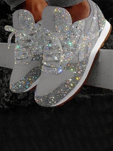 Women's Solid Color Sequined Sneakers