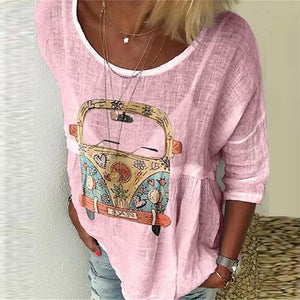 Casual Printed Round Neck Short Sleeve Shirt