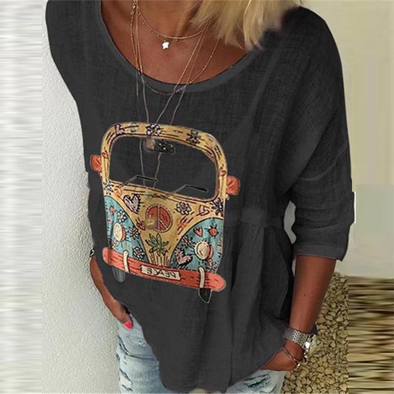 Casual Printed Round Neck Short Sleeve Shirt