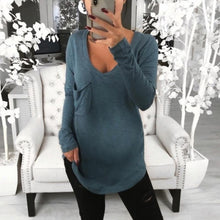 Load image into Gallery viewer, Maternity Casual Deep V-Neck Long Sleeve Plain Loose T-Shirt