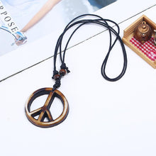 Load image into Gallery viewer, Men&#39;s Vintage Hand-Knitted Resin Peace Sign Necklace