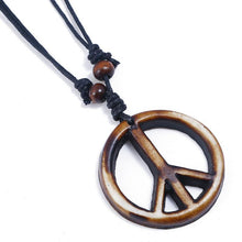 Load image into Gallery viewer, Men&#39;s Vintage Hand-Knitted Resin Peace Sign Necklace