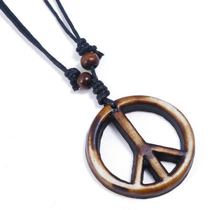 Men's Vintage Hand-Knitted Resin Peace Sign Necklace