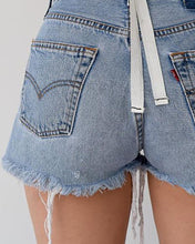 Load image into Gallery viewer, Pure Color High Waist Tie Denim Shorts