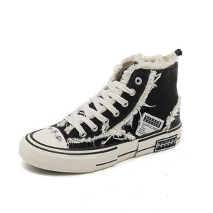 Women's Casual Fashion Solid Color Canvas High-Top Sneakers