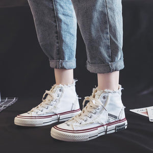 Women's Casual Fashion Solid Color Canvas High-Top Sneakers