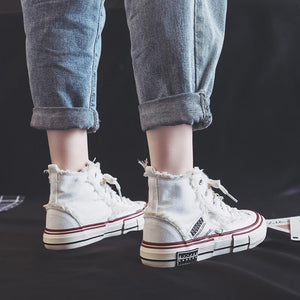 Women's Casual Fashion Solid Color Canvas High-Top Sneakers