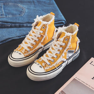 Women's Casual Fashion Solid Color Canvas High-Top Sneakers
