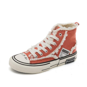 Women's Casual Fashion Solid Color Canvas High-Top Sneakers