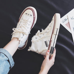 Women's Casual Fashion Solid Color Canvas High-Top Sneakers