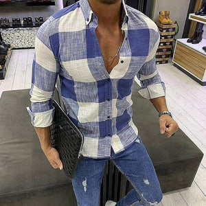 Casual Basic Section Check Slim Fit Shirt