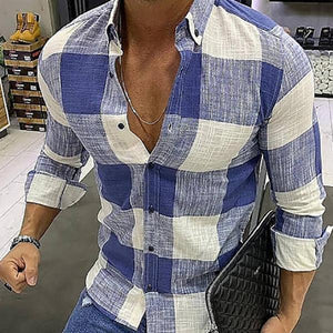 Casual Basic Section Check Slim Fit Shirt