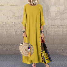 Load image into Gallery viewer, Casual Round Neck Button Bracelet Sleeve Splicing Dress