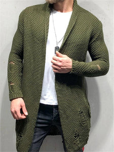 Fashion Green Fruit Collar Men's Long Cardigan Sweaters